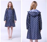 Dots Pattern Women Hooded Raincoat Girls Ladies Outdoor Travel Waterproof Rain Coat for Women Poncho Long Rainwear Rain Jacket