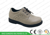Grey/Apricot Student Leather Shoes Kids School Shoes Children Health Shoes