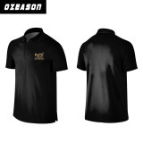 Customized Solid Black Polo T Shirt with Embroidered Logo (P016)