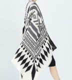 Womens Soft Cashmere Feel Alike Black and White Checked Stole Shawl Wraps Scarf (SP281)
