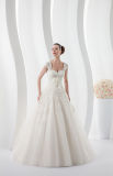 Customized Sweetheart Cap Sleeves Lace Appliqued Bridal Gown Wedding Dress