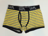 New Style Men's Boxer Short Underwear with Yarn-Dyed Stripe and Opeing