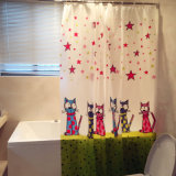 Carton Cat Children Liked PEVA Waterproof Shower Curtain for Bathroom