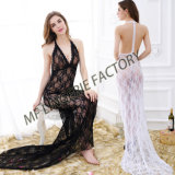 Long Night Dress Floral Backless with G-String for Women
