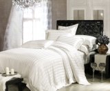 Taihu Snow Silk Simple Luxury Stripe Jacquard White High Quality 100%Mulberry Silk Bedding Set