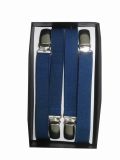 Tailor Smith Navy Blue Formal Classical Men's Elastic Suspender Elegant Solid Style