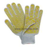 Knitted Polycotton Gloves Safety Work Glove PVC Dotted Both Sides