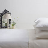 100% Cotton 600tc White 1cm Stripe Comforter Hotel Bedding Bed Set (DPFB80113)