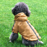 Outdoor Polyester Puppy Waterproof Glisten Four-Leg Raincoat Doggie Hooded Lined Rain Gear Jumpsuit for Teddy