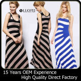 High Quality Rayon Striped Women Designer Long Maxi Dress