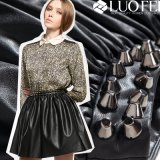 Designer Full Gathered A-Line Leather Skirt with Studs Beaded