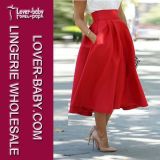 Woman Sexy Red Maxi High Waist Skirt (L422)