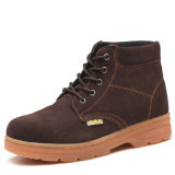 Middle Ankle Safety Shoes Brown Suede Leather Genuine Leather