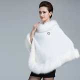 Lady Fashion Faux Fur Knitted Winter Shawl Poncho (YKY4456)