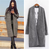 New Women's Long Fleece Loose Casual Sweater Knitted Cardigan (50248)
