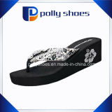 Black Flip Flop Thong Med Heel Wedge Light Foam Sandals