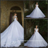 Cap Sleeves Bridal Ball Gown Luxury Lace Tulle Wedding Dress 2017 G17288