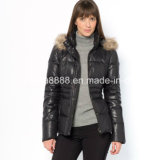 Ladies MID-Length Down-Filled Jacket with Detachable Hood