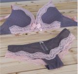 Wire Free Comfortable Think Bra Cup Lace Lingerie Set (CS21135)