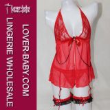 Lace Cup Red Sexy Sleepwear for Girls (L2190-3)