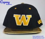 Golden Leather Brim Snapback Cap Hat Supplier
