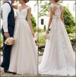 Cap Sleeves Wedding Gowns Lace Tulle Corset Garden Bridal Dresses Lb1828