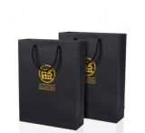 Custom Printing Decorative Gold Stamping Luxury Gift Black Paper Bag