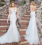 Spaghetti Straps Bridal Dress Mermaid Lace Tulle Wedding Dress Lb1865