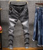 Best Sell Hot Trendy Men's Stone Broken Wash Slim Fit Fashion Denim Jeans