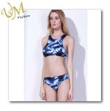 Custom Blue Printing Push up Beauty Back Pack Swimwear Bikini Suit
