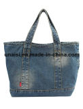 Canvas Jeans Denim Shoulder Shopping Tote Handbag with Two Pockets