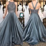 Gray Sequins Evening Party Gown Full A-Line Party Prom Dresses E29681