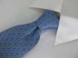 Men's High Quality Blue Colour Dotty Design 100% Silk Printed Ties