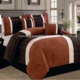 Best Selling Micro Suede Red Wine Patchwork Bedding Set