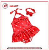 Cute Lovely Red Wave Point Kids Girl Baby One-Piece Dress Infants Swimwear Dance Clothing