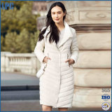 The White Fashion Lapel with Button for Ladies Down Jacket