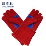 Red Cow Split Leather Double Palm Glove Safety Work Glove with Fire Line
