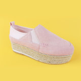 Ladies Suede Casual Slip on Platform Espadrilles Shoes Pink