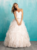 Sweetheart Satin Ruffle Bridal Gown Princess Wedding Dress