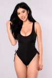 Scoop Back Monokini W Lace up Sides Lady Swimsuit