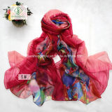 Color Transition Hazy Printed Shawl Lady Fashion Silk Scarf Factory