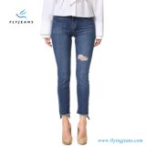 Fashion Women High Waist Straight-Leg Pants Navy Blue Denim Jeans
