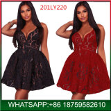 2018 New Design Sexy Black Ladies Evening A-Line Party Slip Dress