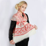100% Wool Scarf for Women with Flocking