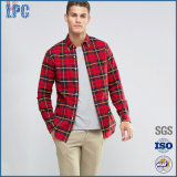 High Quality Red Spring Flannel Woven Custom Slim Fit Men Shirt