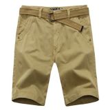 Casual Regular Fit Belted Flat-Front Golf Khaki Shorts