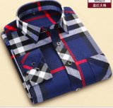 Men's Cotton Polyester Woven Twill Brushed Plaid Shirts