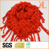 Acrylic Fashion Lady Orange Knitted Neck Scarf with Knotted Fringe