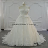 A Line Sleeveless Unique Design Lace Wedding Bridal Gown