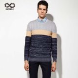 Acrylic Wool Cable Knit Striped Pullover Man Sweater